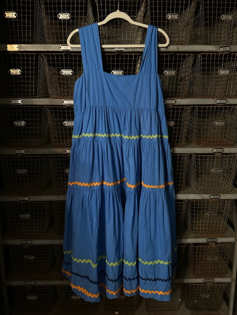 Anthropologie Blue The Helena Square-Neck Tiered Midi Dress Size XL 38331 - Picture 5 of 13